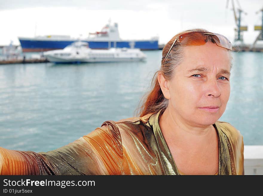 Portrait Of The Woman Against The Ships.