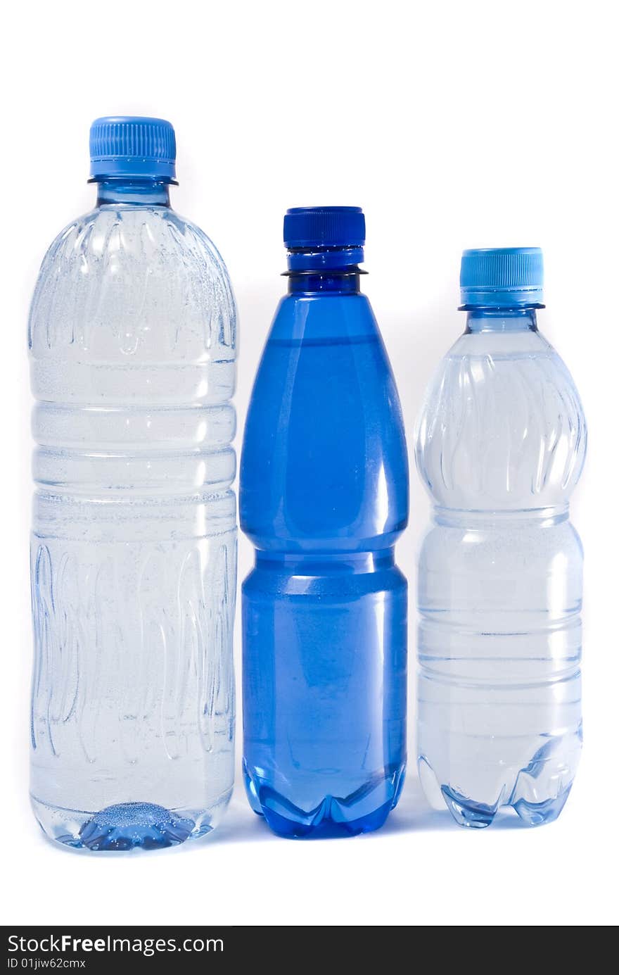 Bottles of water isolated on the white background