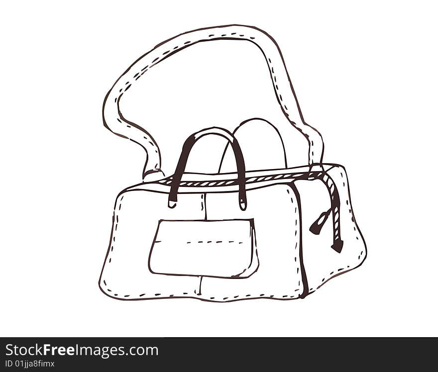 Vector drawing bag on white background