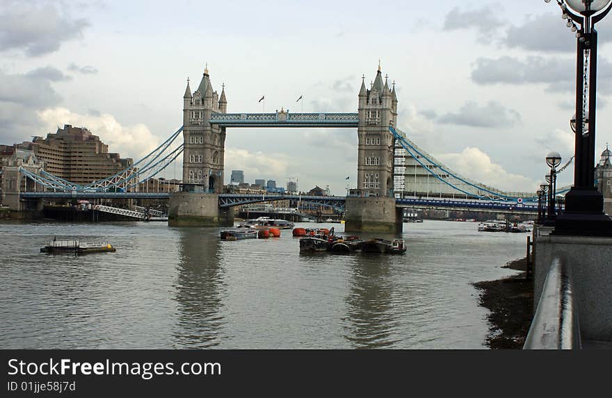 Tower bridge in London scenic perspective.