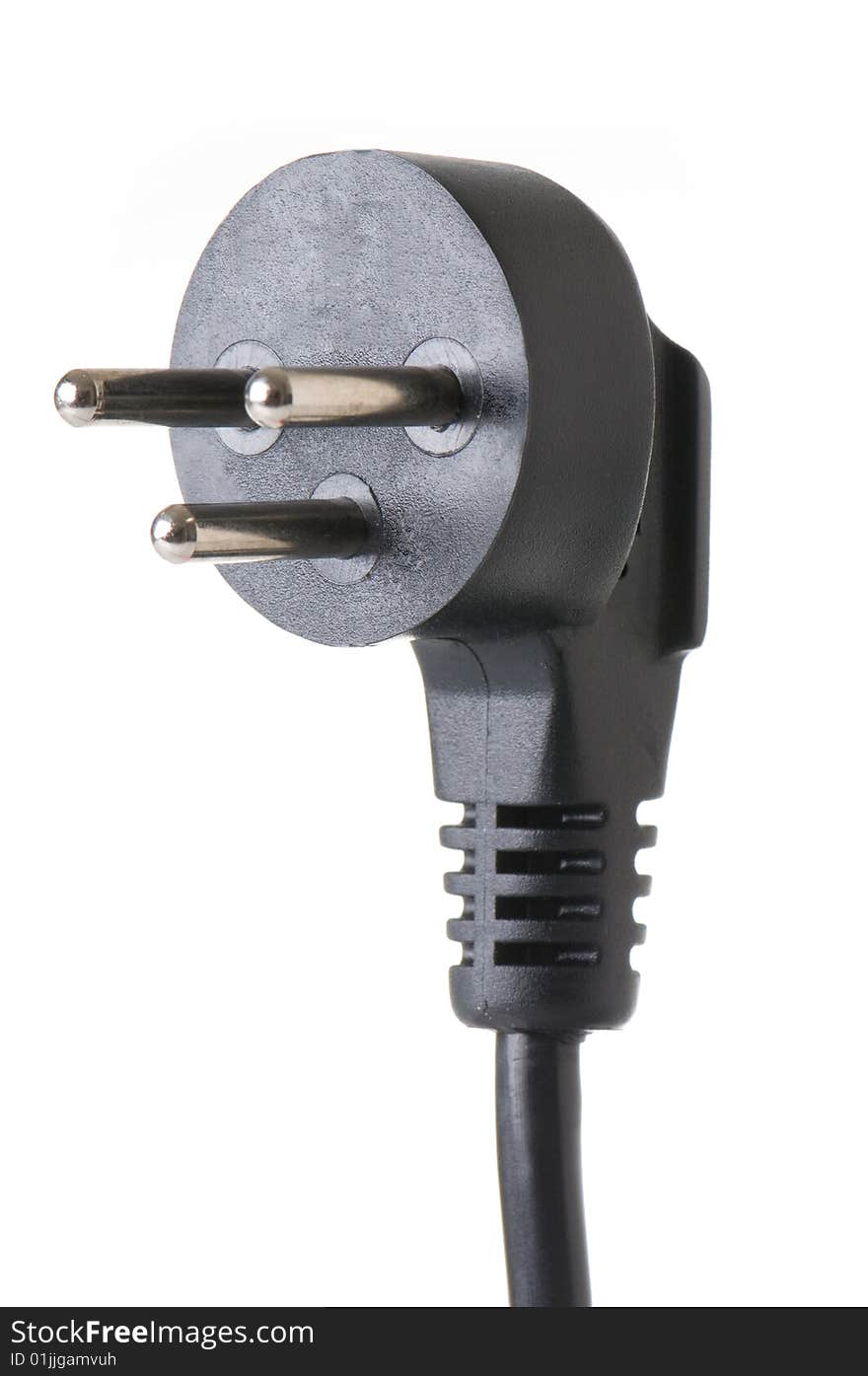 Black power cable plug european type isolated on white. Black power cable plug european type isolated on white