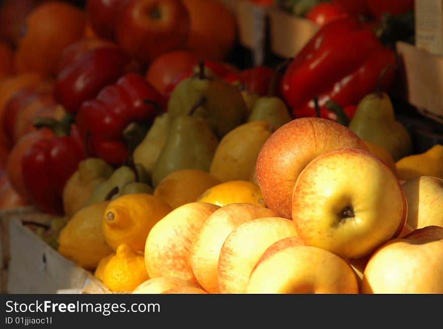 Fresh vegetables and fruits at the market