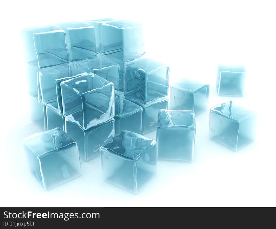 Ice cubes on white background