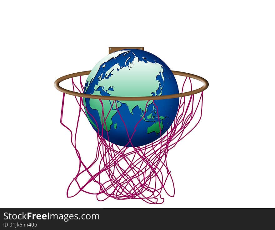 The globe in the basket net. The globe in the basket net