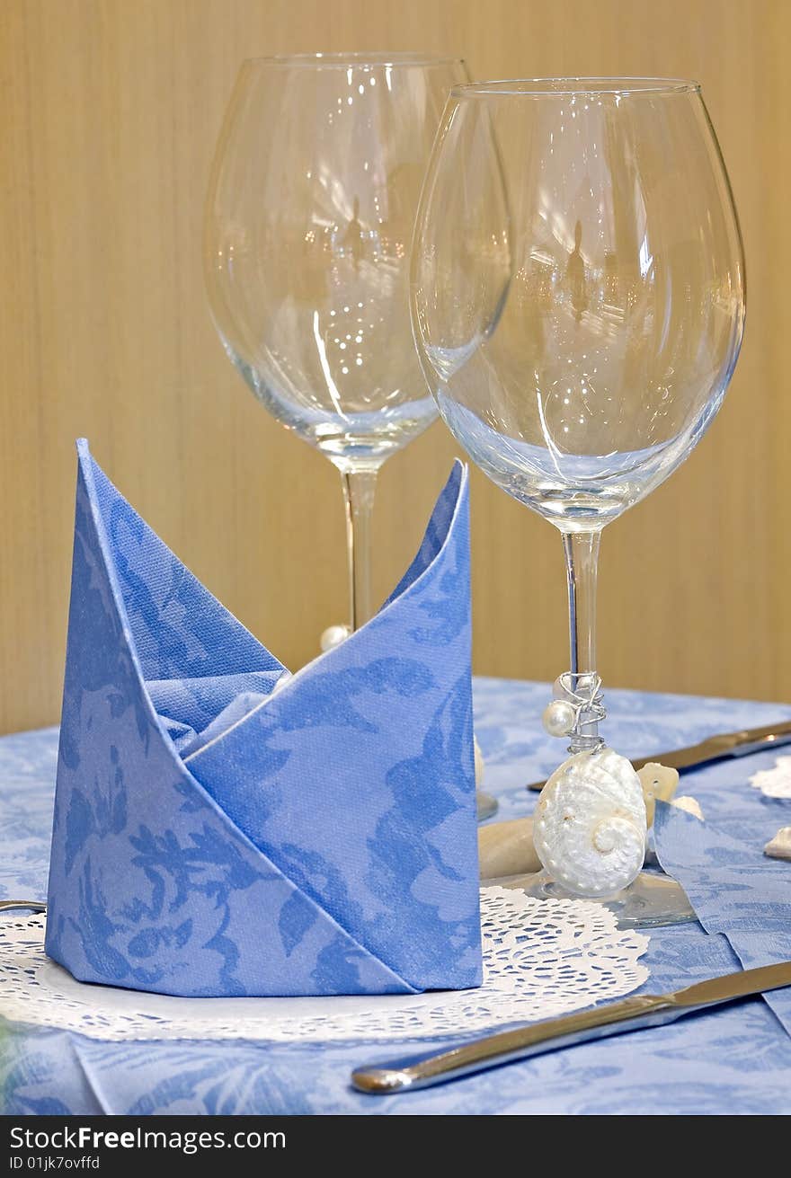 Wedding table decorated with cowrie and beading. Wedding table decorated with cowrie and beading