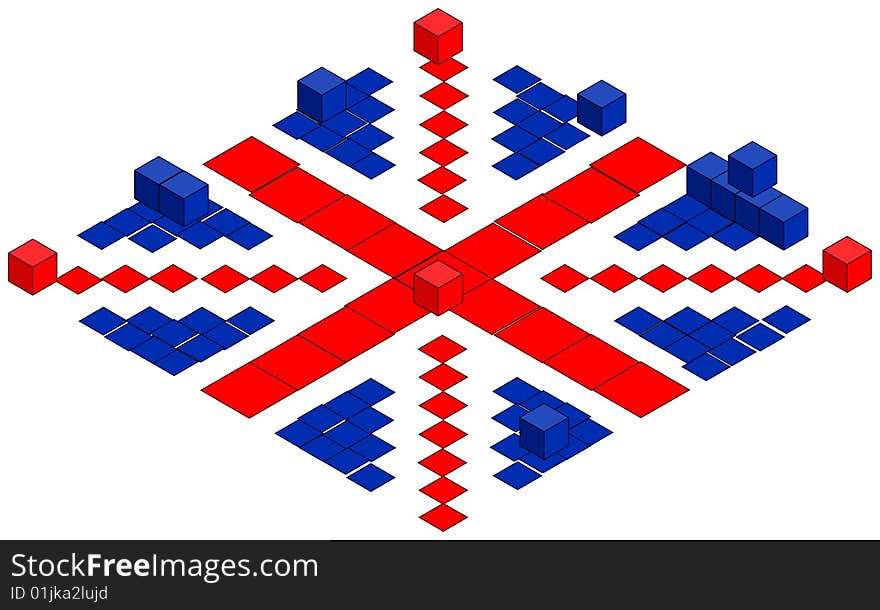 The british flag made of cubes, illustration