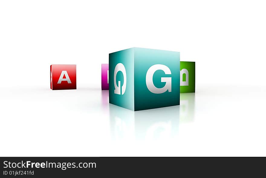 Alphabetical toys in cube shape - isolated