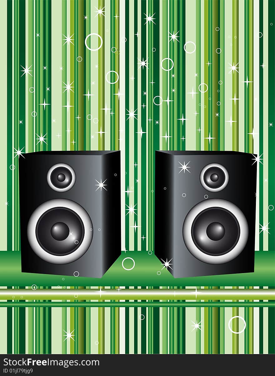 Speakers On Green Background