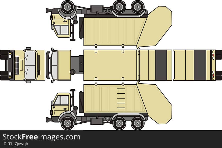 Truck in cutting from top view