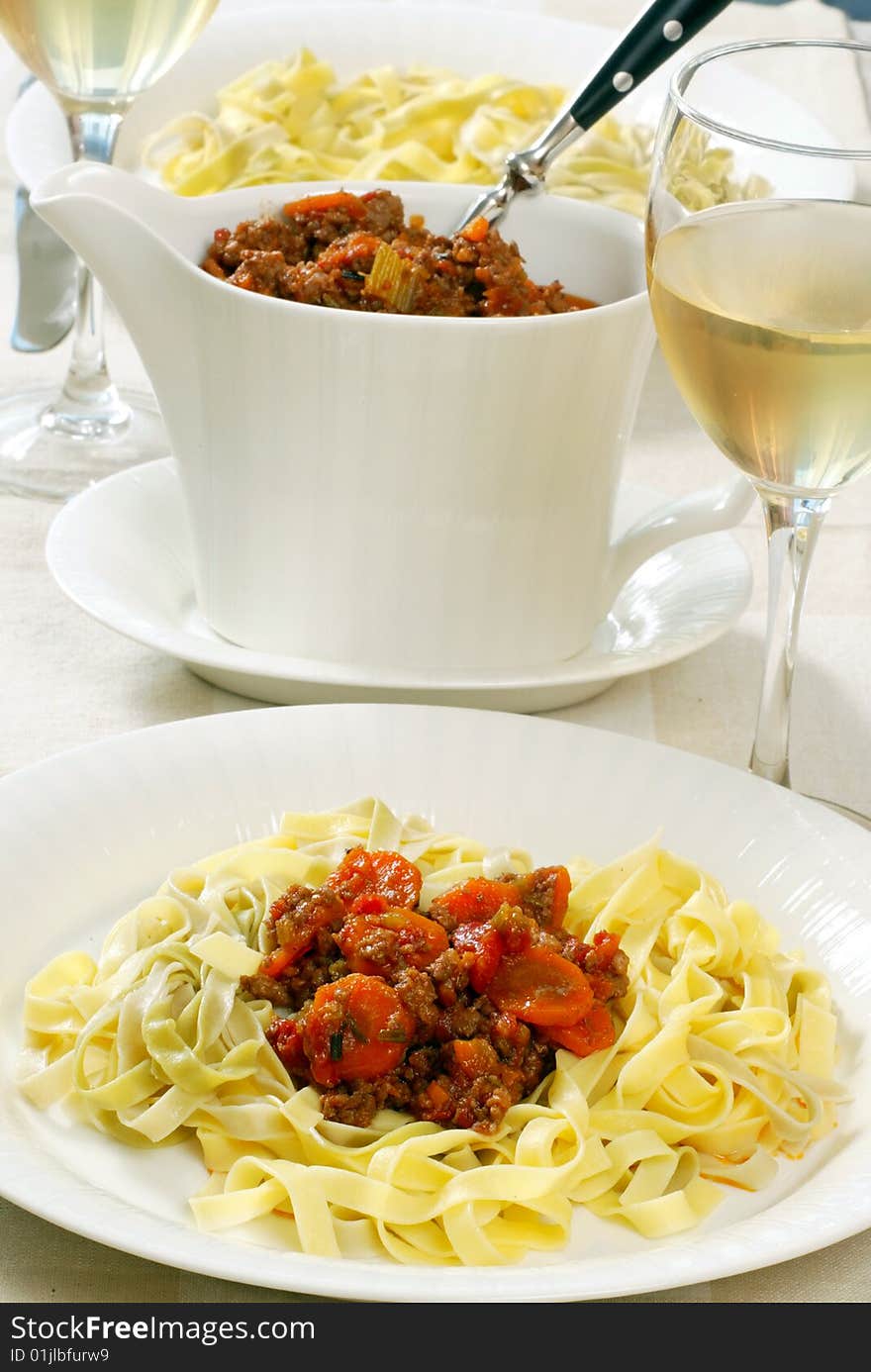 Italian pasta with meat and sauce. Italian pasta with meat and sauce