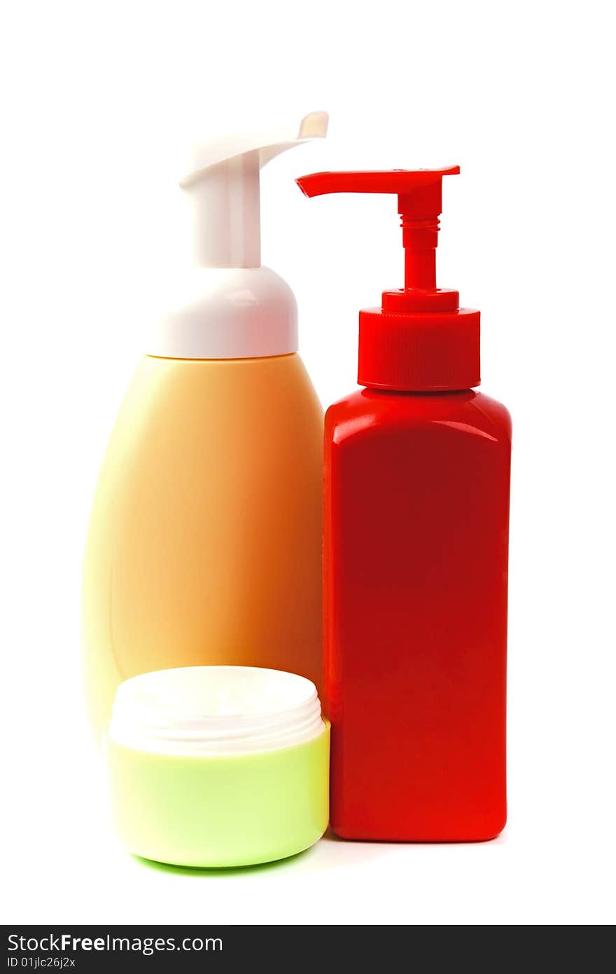 Some cosmetics on white background