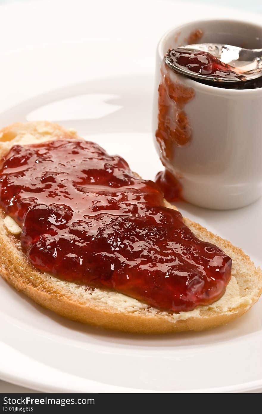 Home made jam, Piece of bread with jam. Home made jam, Piece of bread with jam