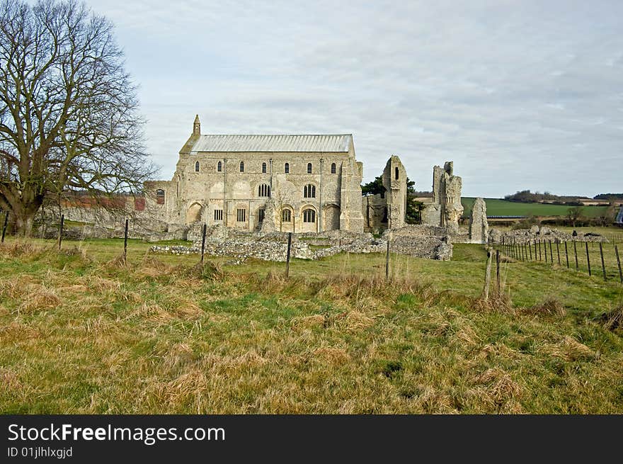 A ruined Abbey in the Norfolk countryside