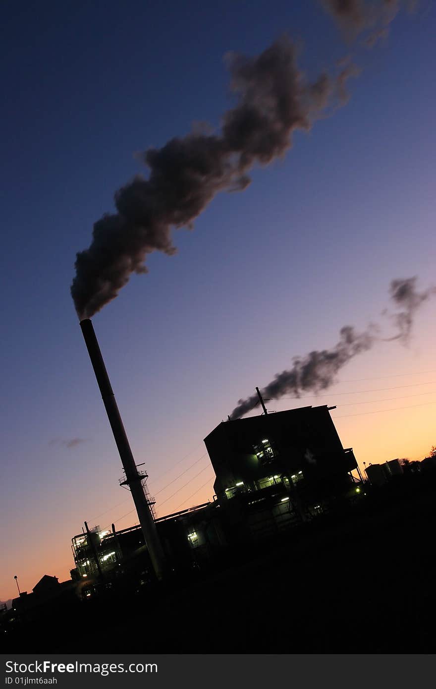 Sugar Mill Smoke Stacks Sunset