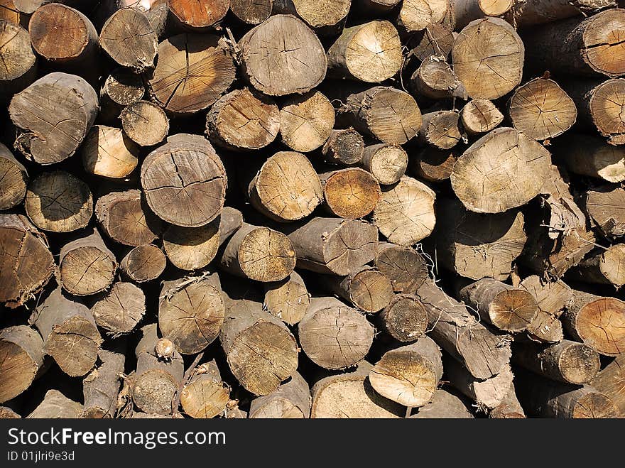 Dry wood in pile outdoor background. Dry wood in pile outdoor background