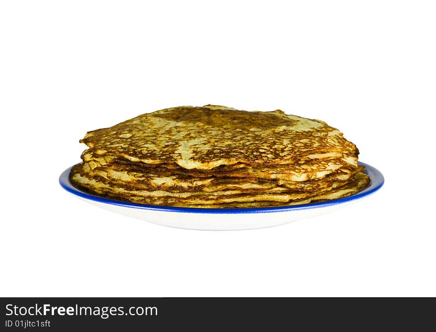 Pancakes On A Dark Blue Plate