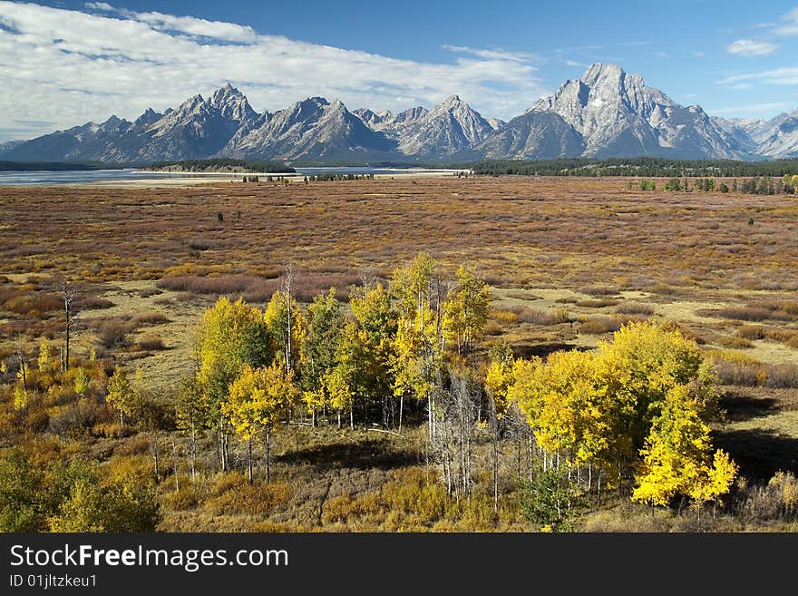 View of Willow Flats and Tetons from Lunch Tree Hill. View of Willow Flats and Tetons from Lunch Tree Hill