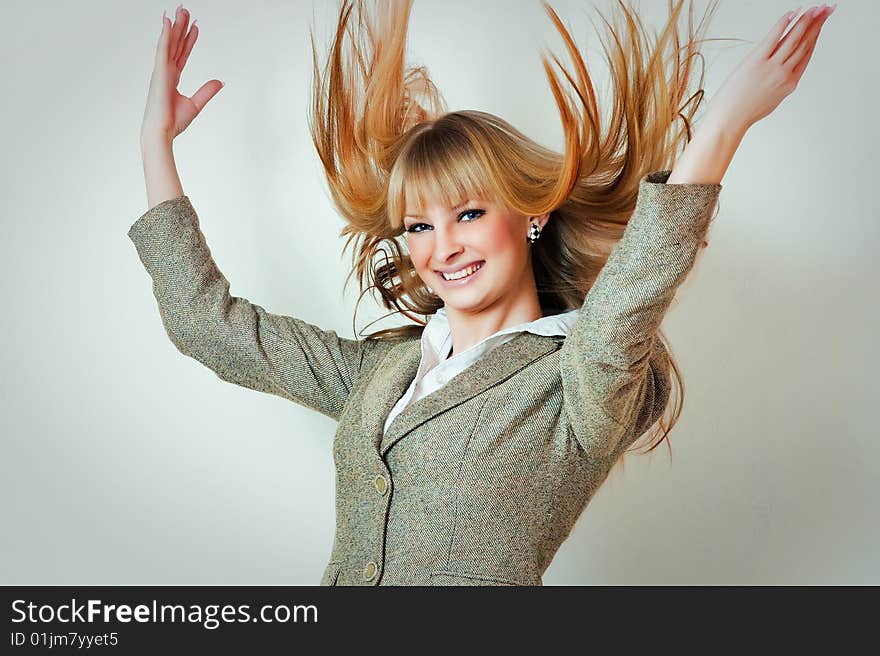 Pretty young blue-eyed woman portrait. Pretty young blue-eyed woman portrait.