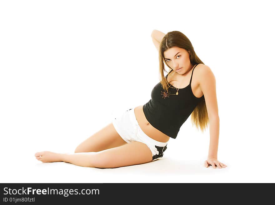 Pretty young woman portrait, over white background. Pretty young woman portrait, over white background.