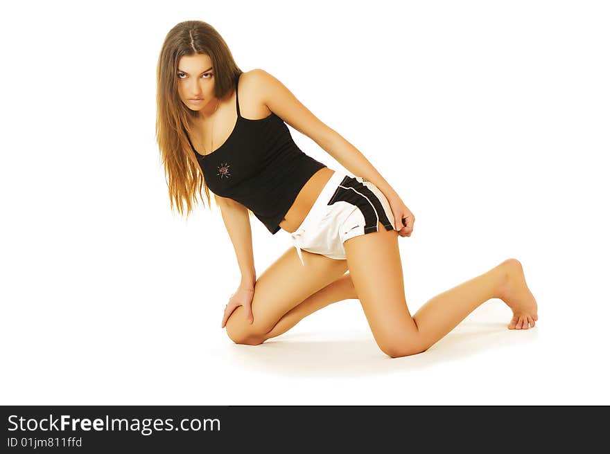 Pretty young woman portrait, over white background. Pretty young woman portrait, over white background.