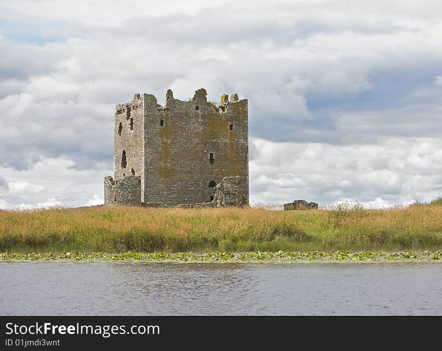 An Scotland castle, surrounded with water, Winter. An Scotland castle, surrounded with water, Winter