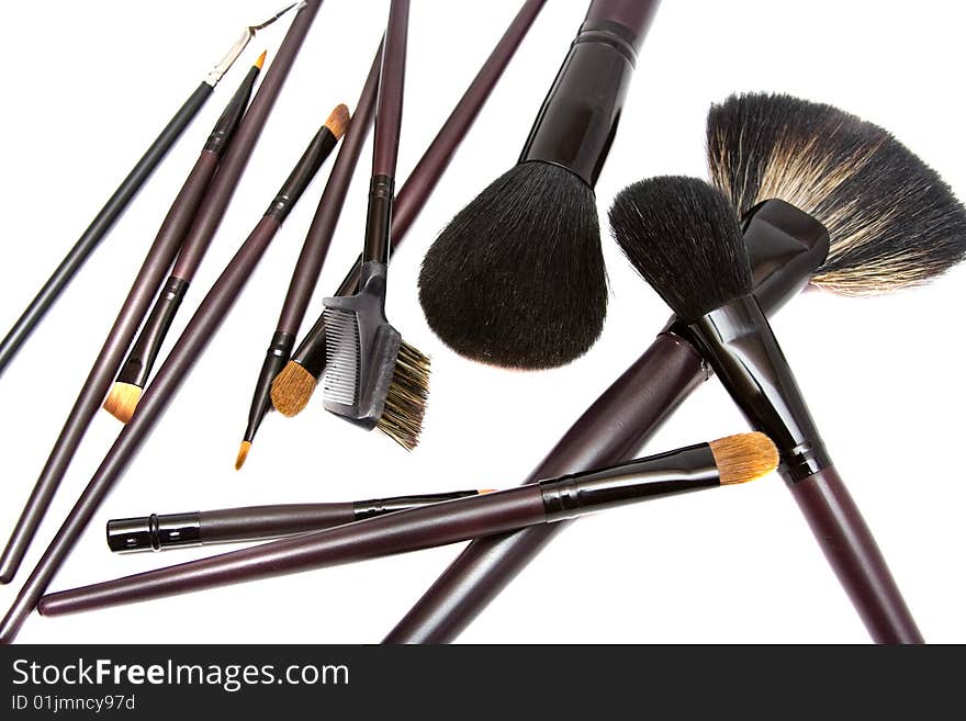 Make- up set on white background. Make- up set on white background