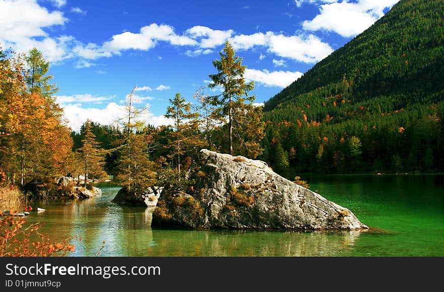 Bavarian lake in the autumn