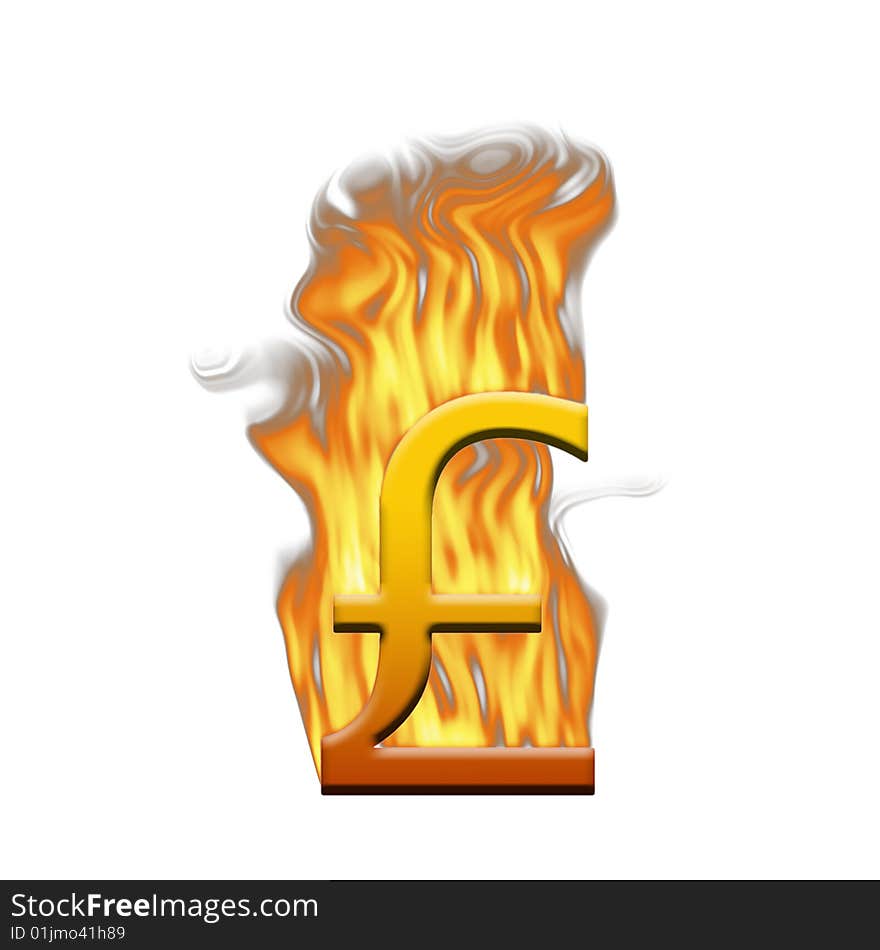 Flame effect applied to Pound currency symbol. Flame effect applied to Pound currency symbol