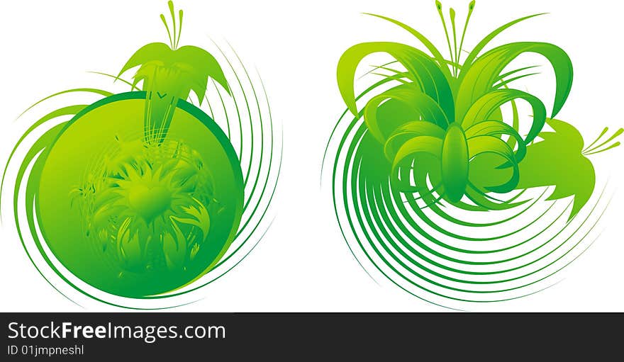 Pair of an abstract vegetative ornament on a white background. Pair of an abstract vegetative ornament on a white background