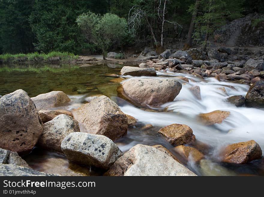 Merced Lake cascades into the Tenaya River