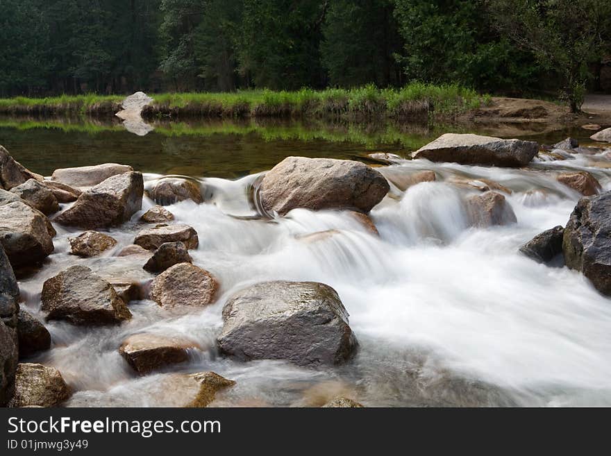 Merced Lake cascades into the Tenaya River