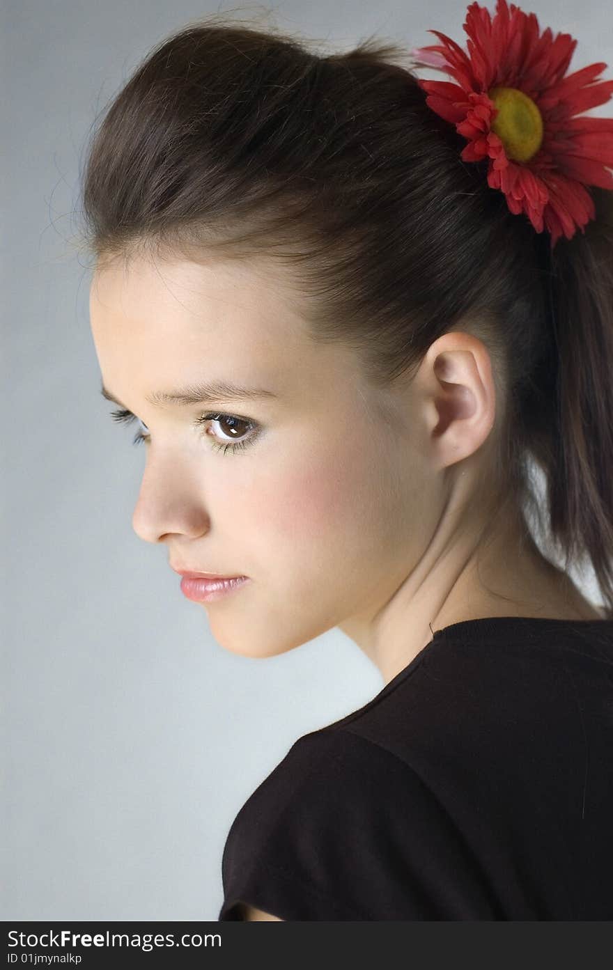 Beautiful young girl portrait in studio