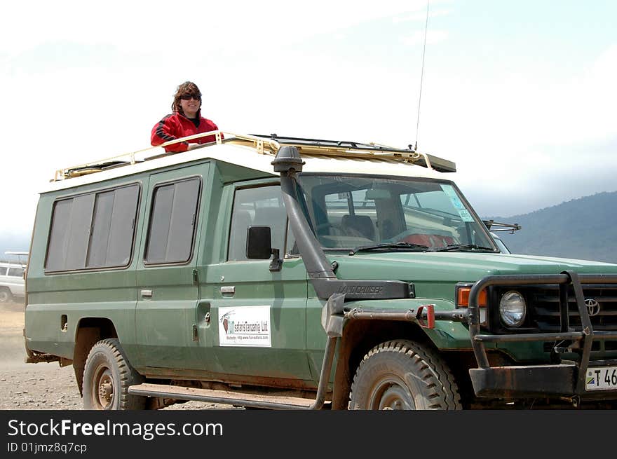 African Safari Tour Truck in the Crater