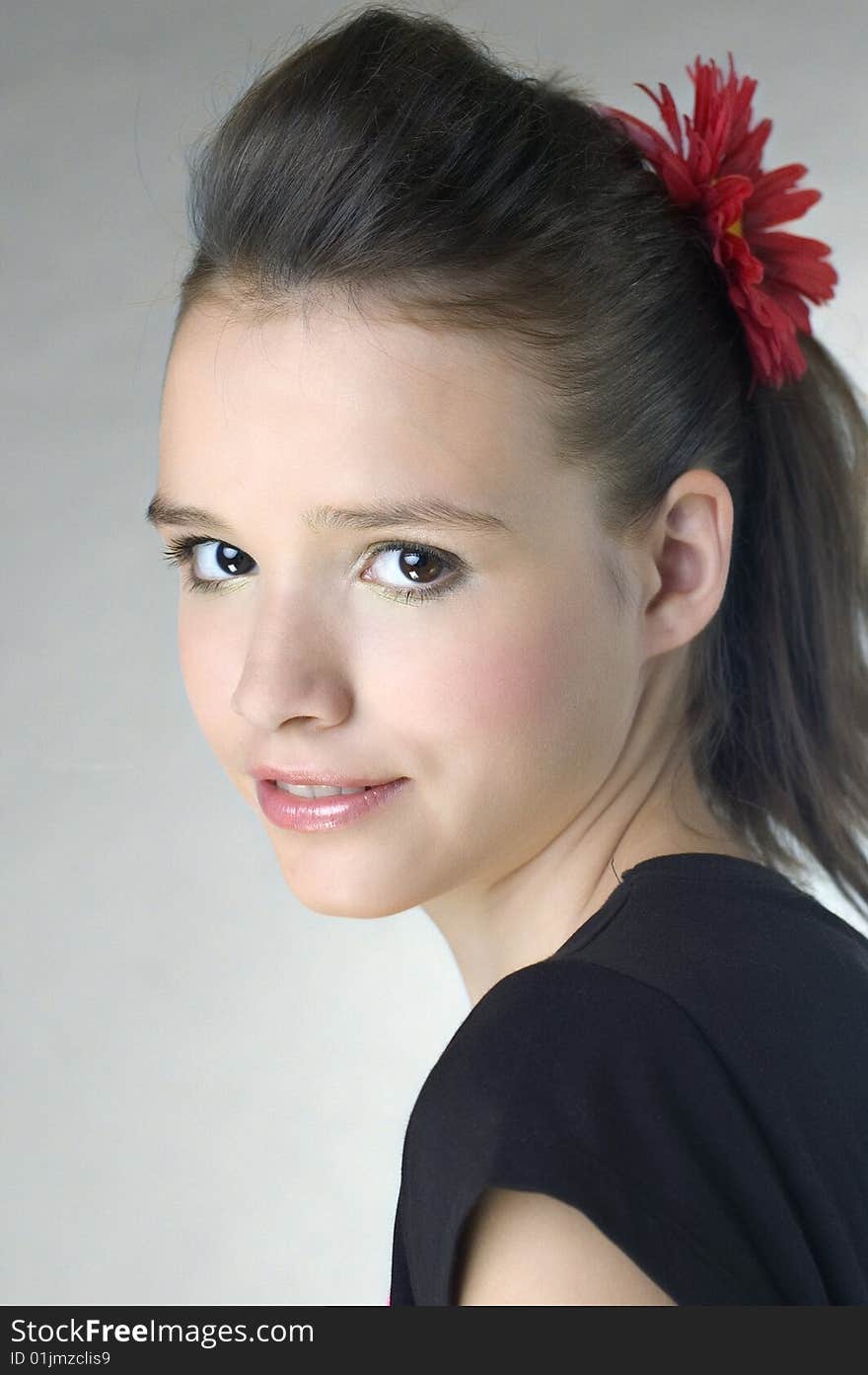 Beautiful young girl portrait in studio