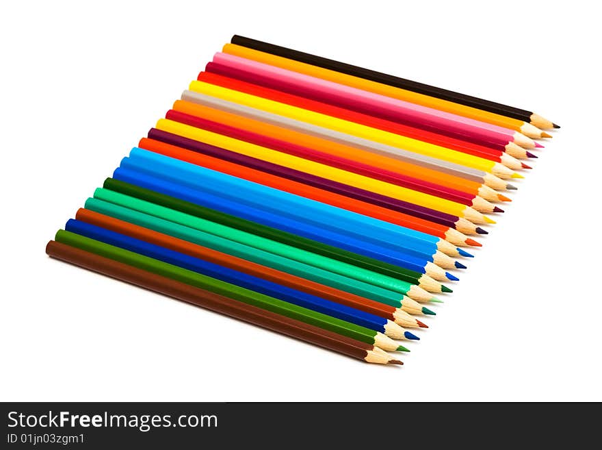 Beautiful color pencils on a white background