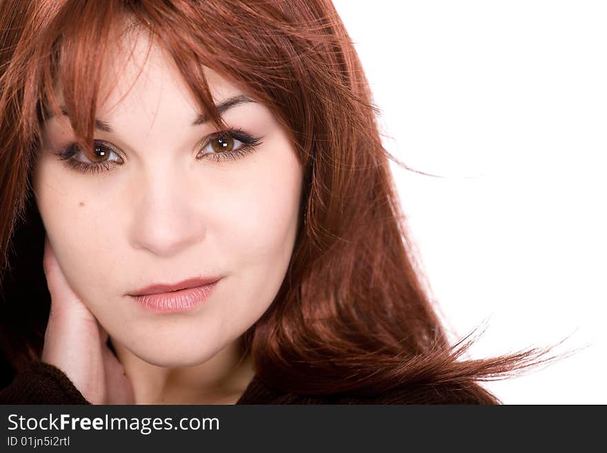 Happy woman over white background. Happy woman over white background