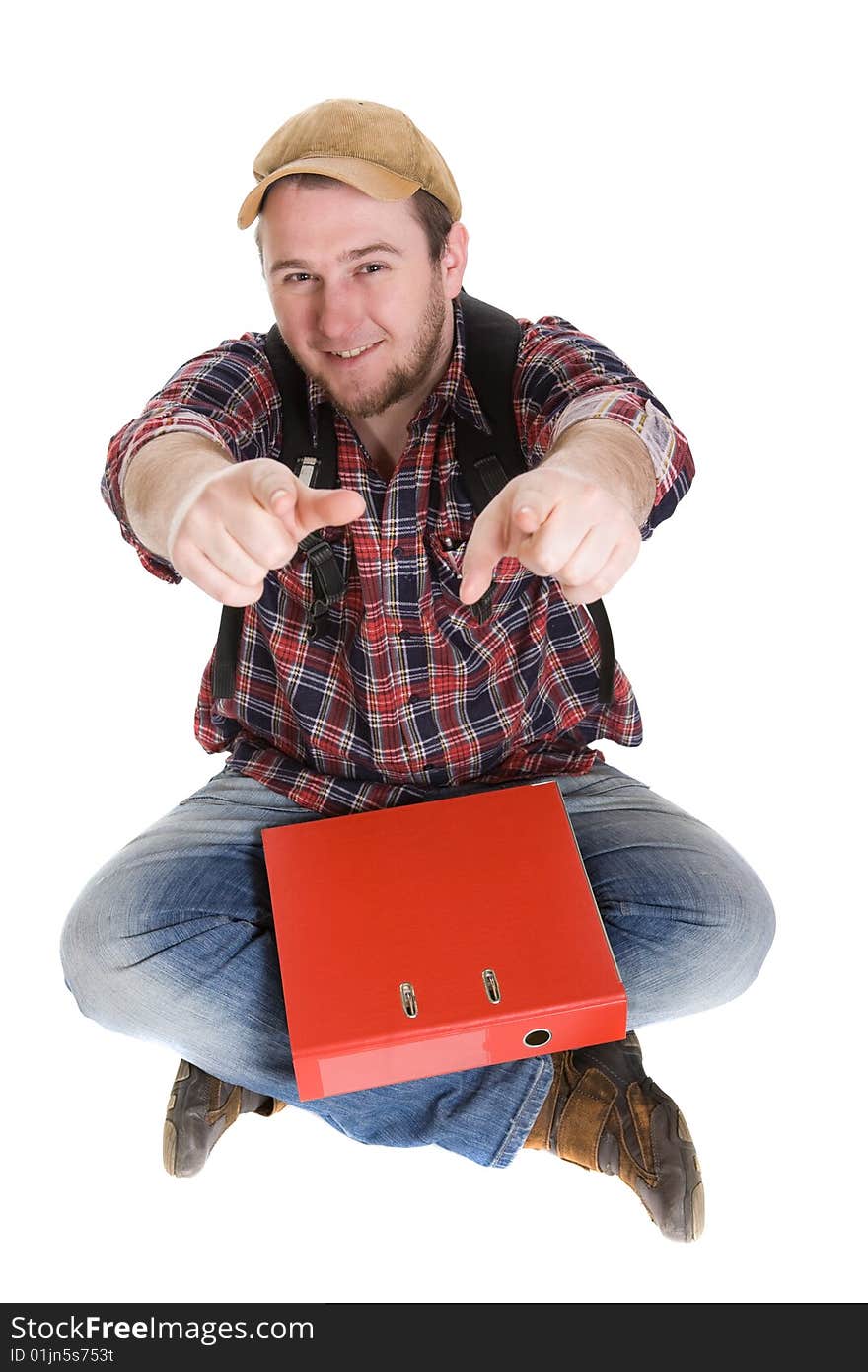 Casual student over white background