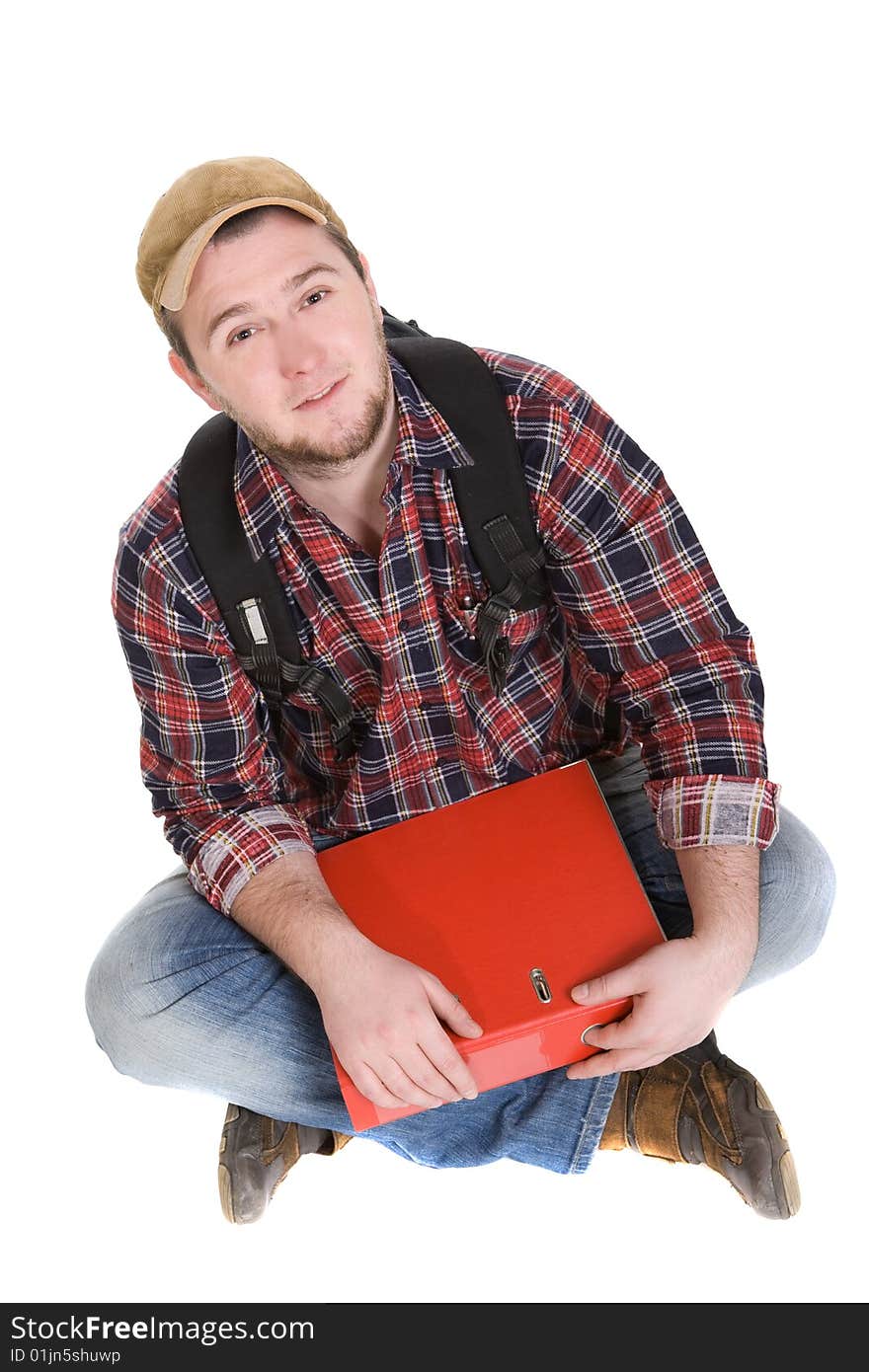 Casual student over white background