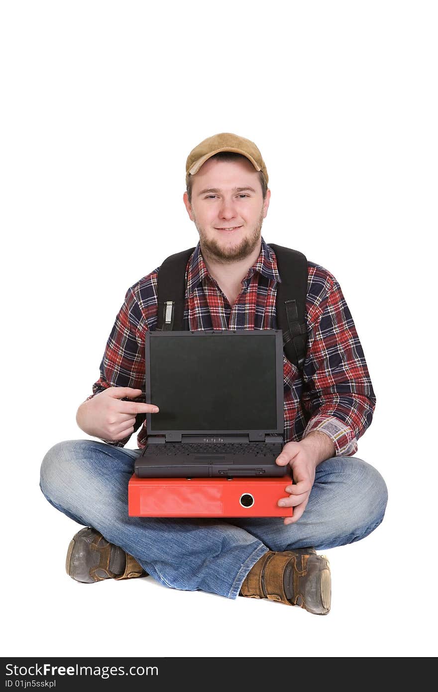 Casual student over white background