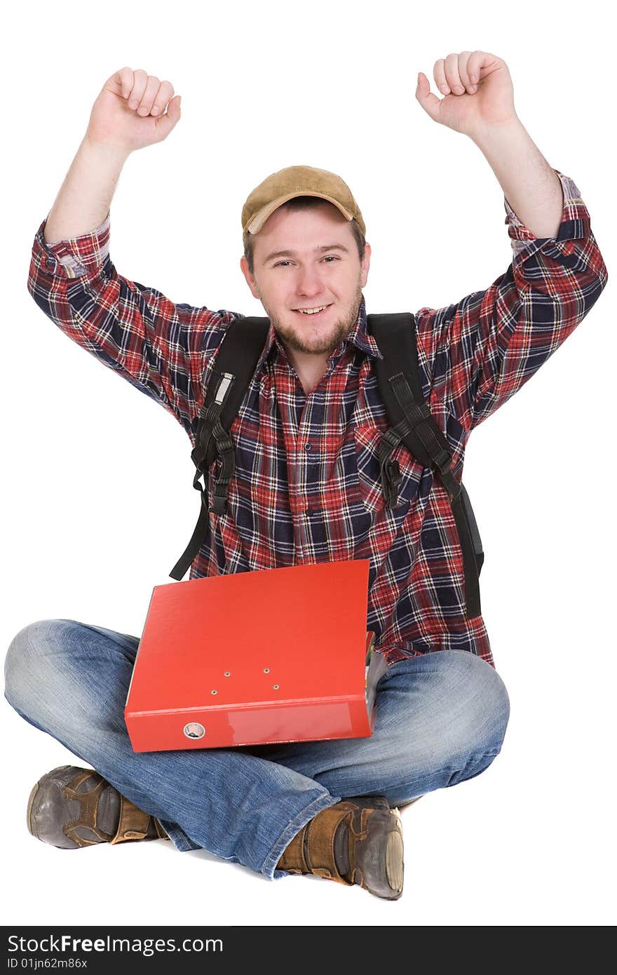 Casual student over white background