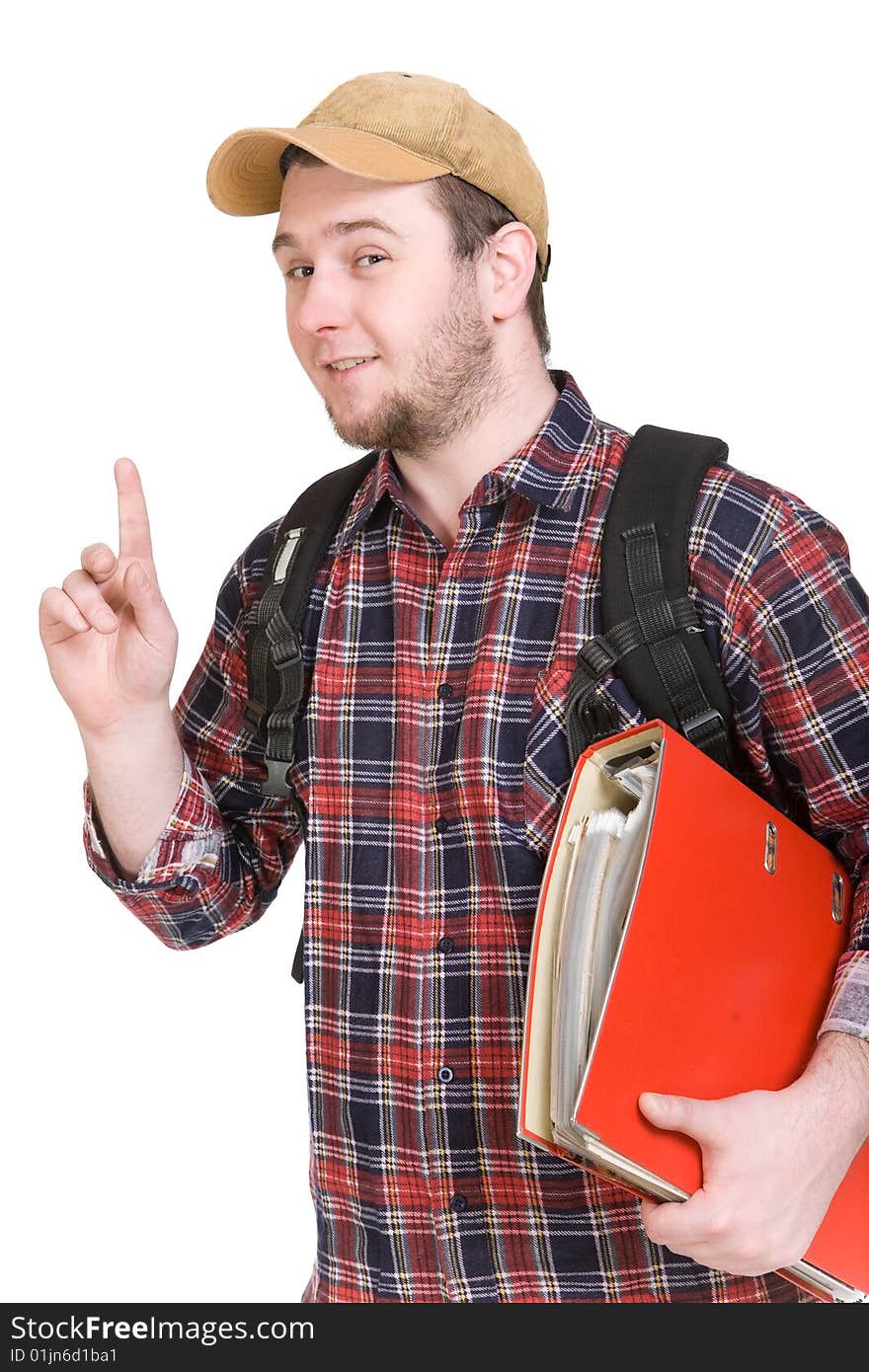 Casual student over white background