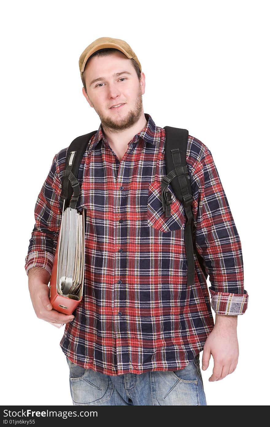 Casual student over white background