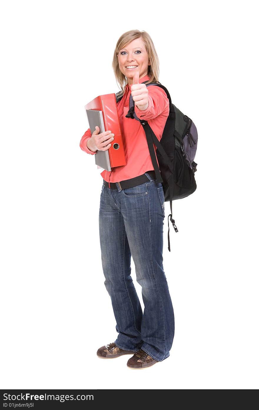 Happy student over white background. Happy student over white background