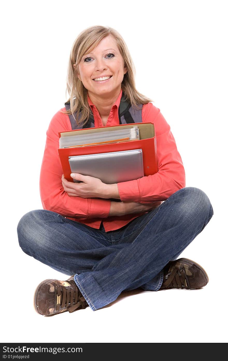 Happy student over white background. Happy student over white background