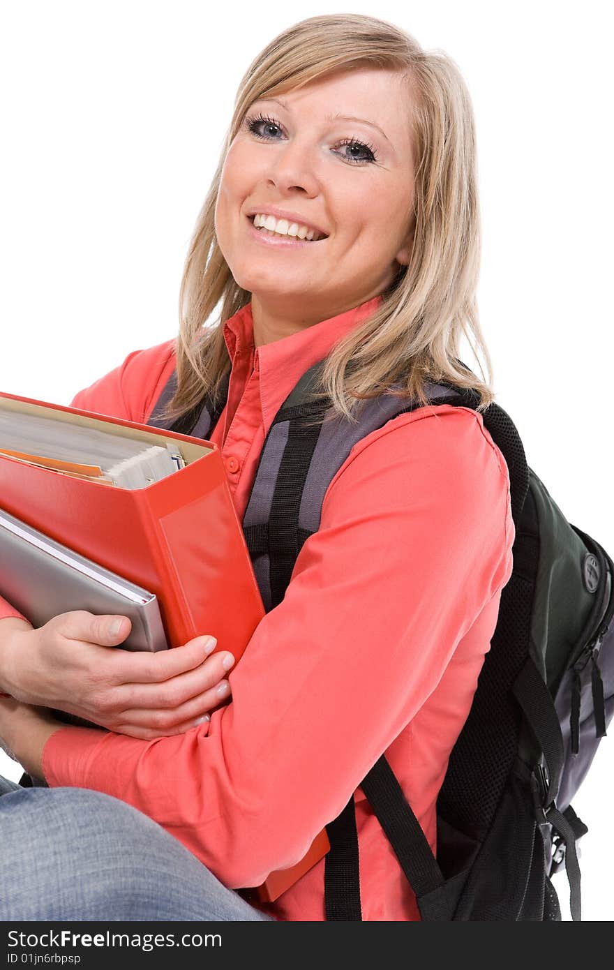 Happy student over white background. Happy student over white background