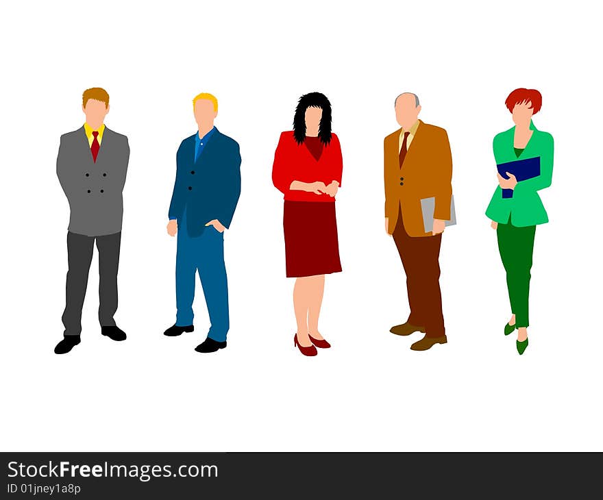 Illustration of a set of business people. Illustration of a set of business people