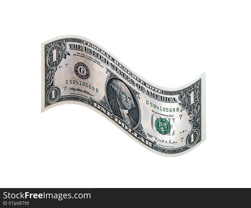 Isolated one dollar on a white background