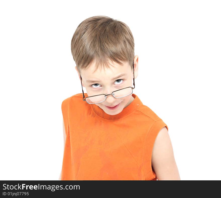 Pretty smiling boy in glasses