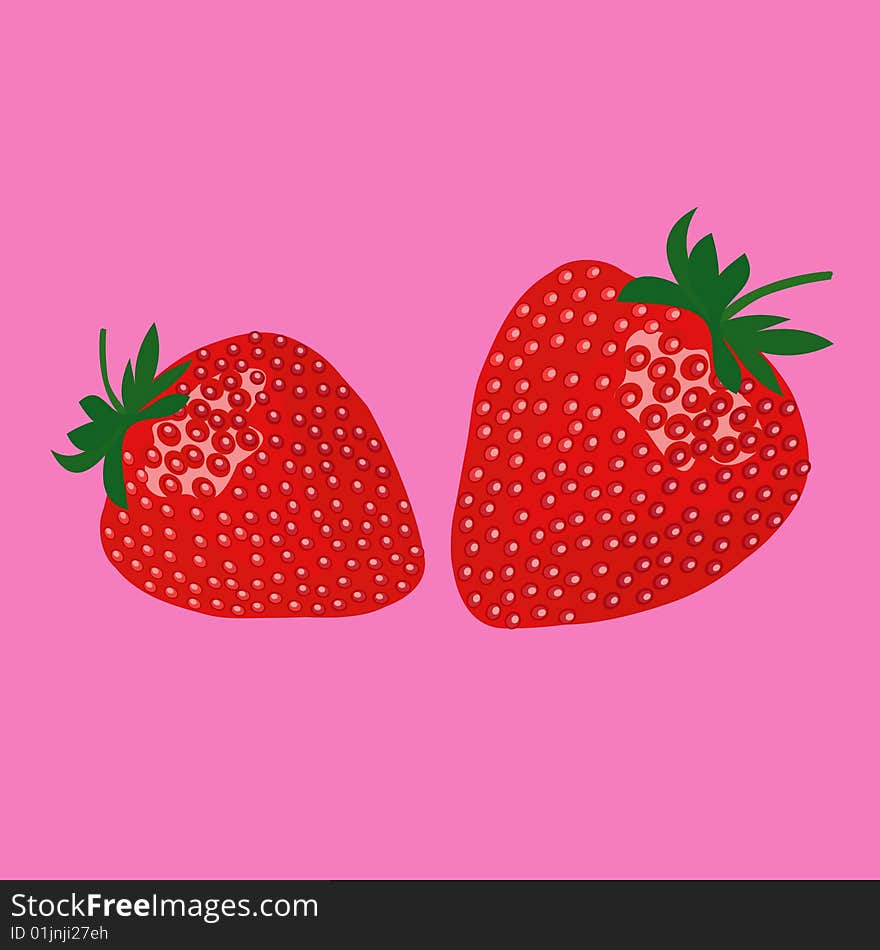 Vector illustration with two strawberries. Vector illustration with two strawberries