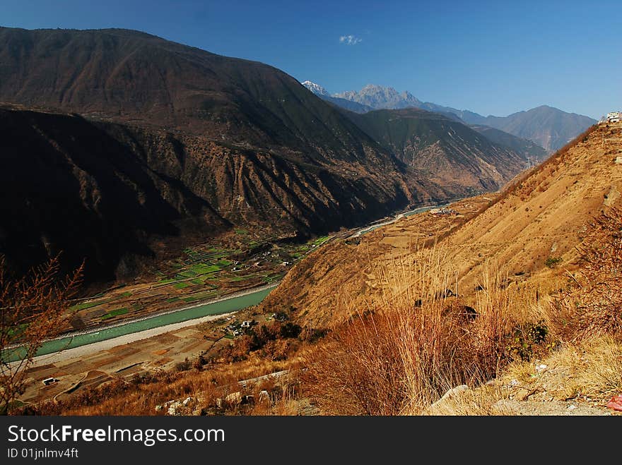 Watch from the mountain, Da du he river lies in the valley of mountains. Watch from the mountain, Da du he river lies in the valley of mountains.